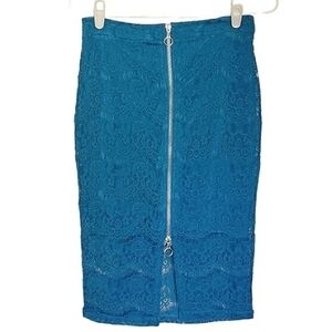 1109 * Bongo Sophia Lace Skirt Turquoise Size M NWT Fall 2015